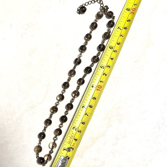 Genuine Smoky Quartz Short Adjustable Necklace, Natural Gemstone + Bronze Links - Picture 10 of 12